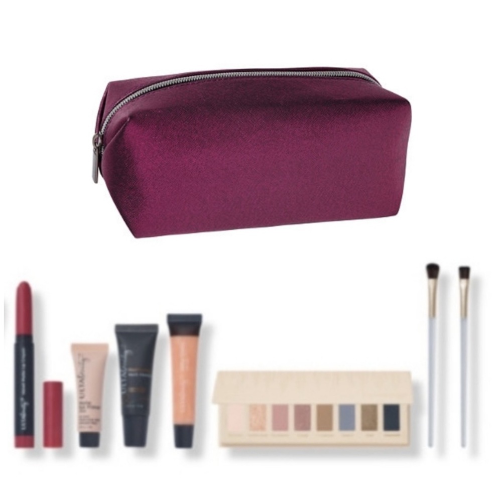 NEW 8pc Ulta Beauty Makeup Set with 2 Primer, 2 Lippies, 8pc Eyeshadow, 2 Brush